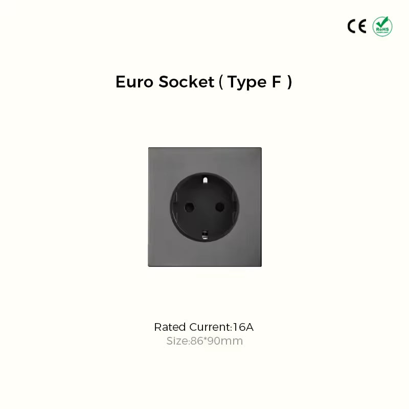 Prise Simple Euro (Type F) - Gris