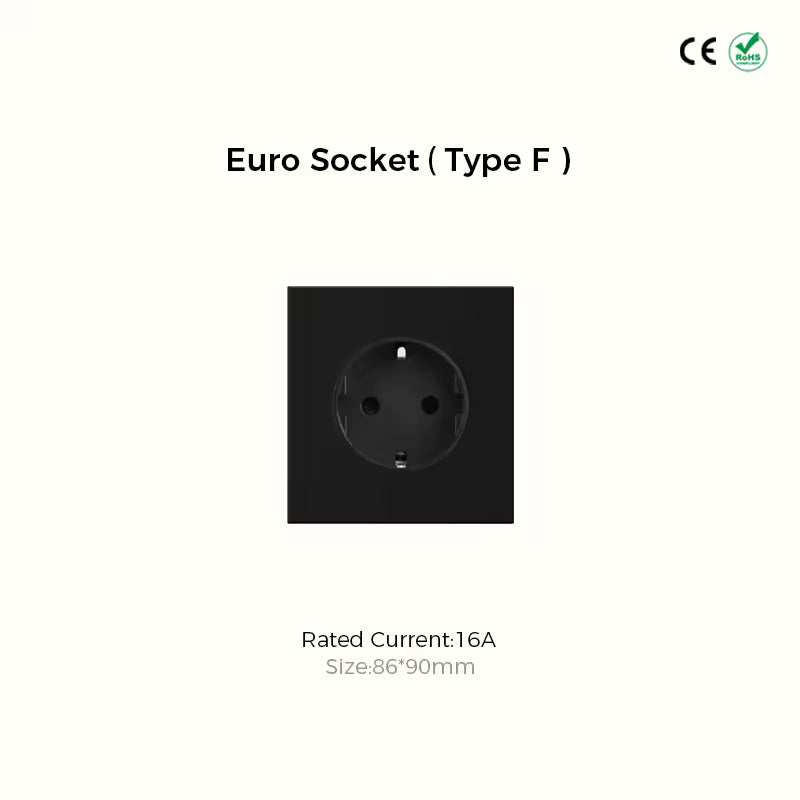 Prise Simple Euro (Type F) - Noir