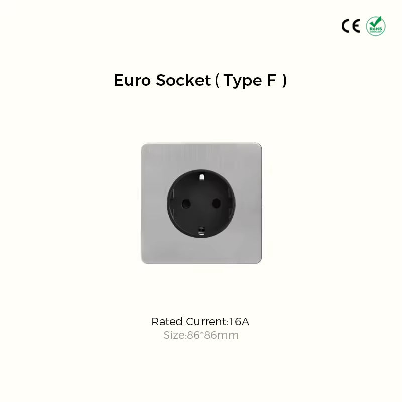 Prise Simple Euro (Type F) - Argent Mat