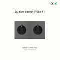 Doppel-Eurosteckdose (2G Typ F) - Grau