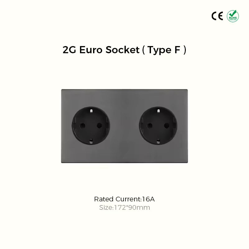 Prise Double Euro (2G Type F) - Gris