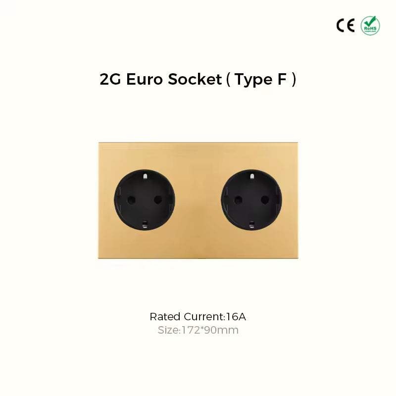 Doppelte Euro-Steckdose (2G Typ F) - Gold